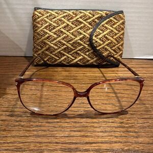Vintage Tura MOD 332 Eyeglass Frames Brown Tortoise Retro‎ RX + Vintage Case